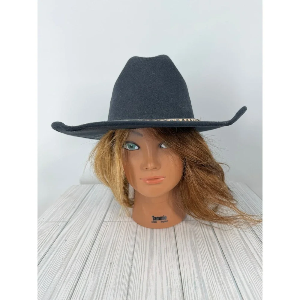Lone Star American Cowboy Hat Black Felt Cattleman Crease Wide‎ Brim Western Hat